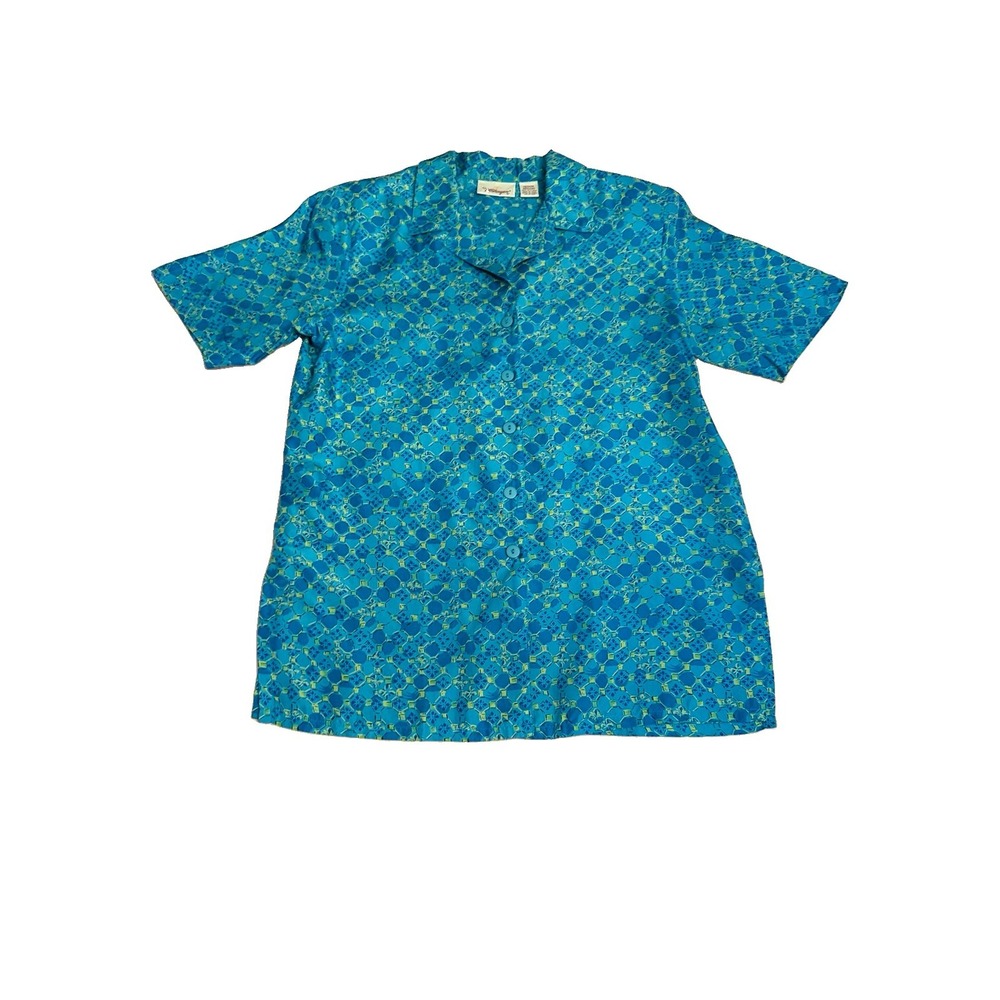 Vtg Worthington 100% Silk Blouse Top Womens M Button Up Shirt Luxury Regency 80s